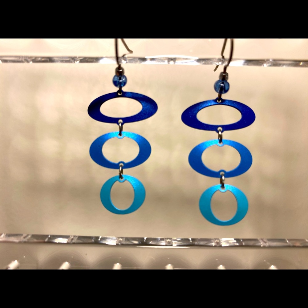 Blue metallic earrings